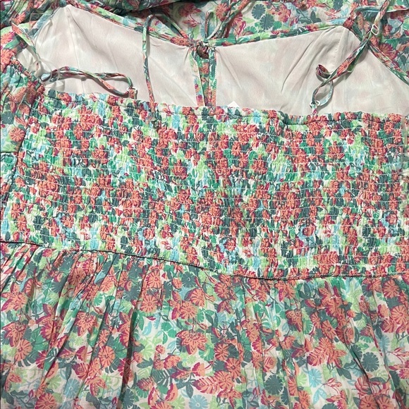 American Eagle Outfitters Maxi Dress  Women XL Floral Pink and Green - Picture 10 of 10